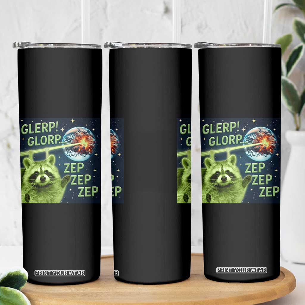 Funny Alien Raccoon Meme Skinny Tumbler Glerp Glorp Brainrot Stupid Gift TS10 Print Your Wear