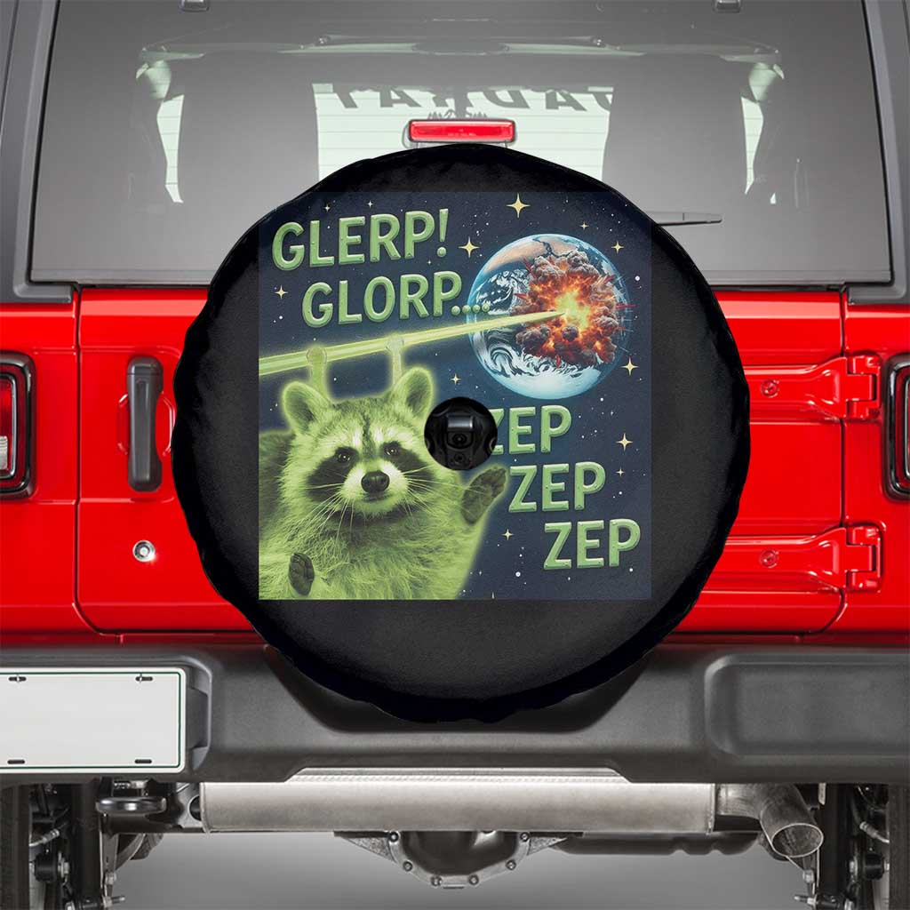 Funny Alien Raccoon Meme Spare Tire Cover Glerp Glorp Brainrot Stupid Gift TS10 Black Print Your Wear