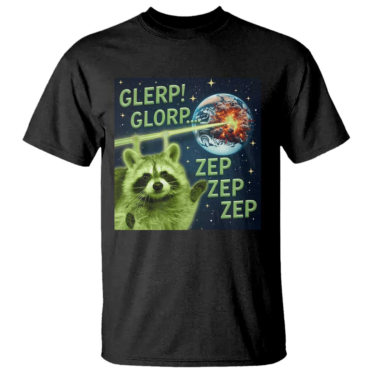 Funny Alien Raccoon Meme T Shirt Glerp Glorp Brainrot Stupid Gift TS10 Black Print Your Wear