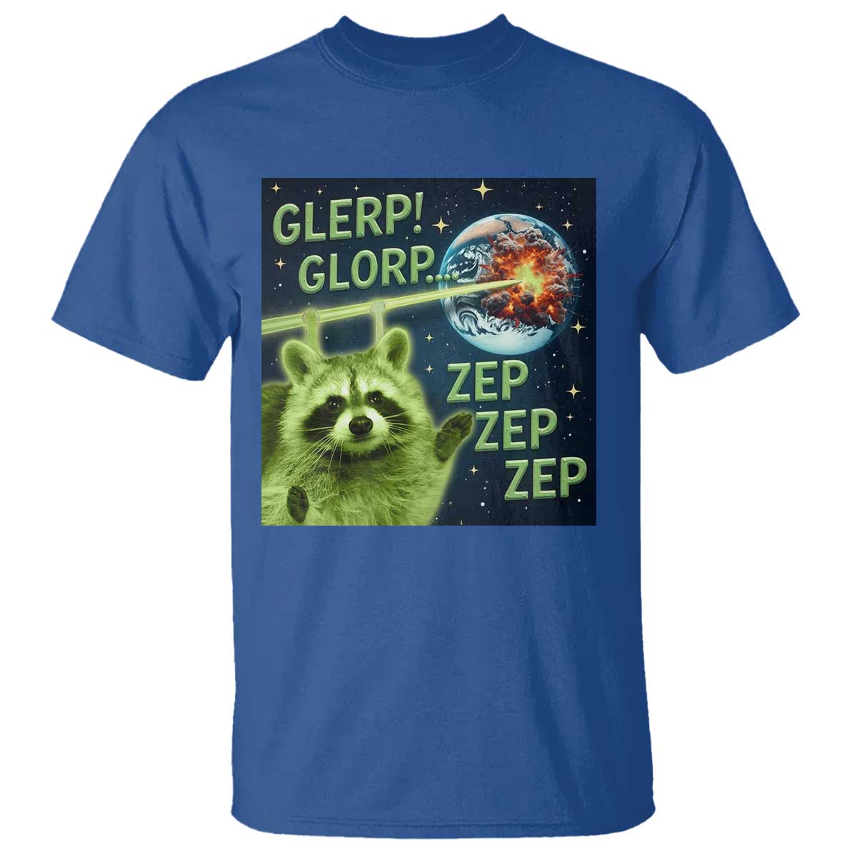 Funny Alien Raccoon Meme T Shirt Glerp Glorp Brainrot Stupid Gift TS10 Royal Blue Print Your Wear