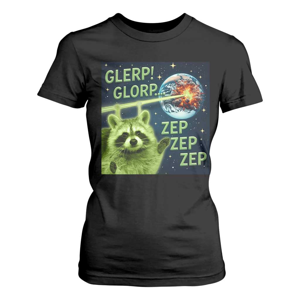 Funny Alien Raccoon Meme T Shirt For Women Glerp Glorp Brainrot Stupid Gift TS10 Black Print Your Wear