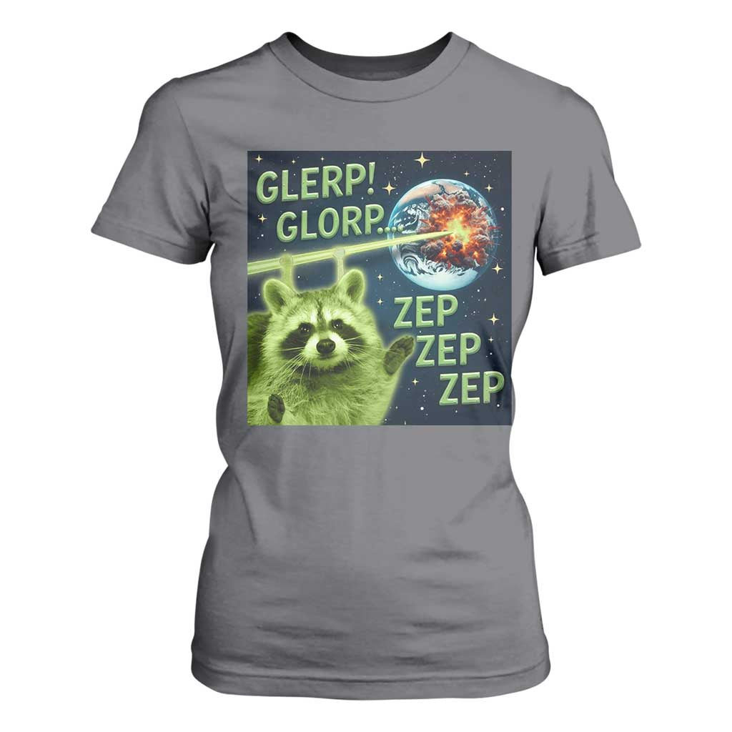 Funny Alien Raccoon Meme T Shirt For Women Glerp Glorp Brainrot Stupid Gift TS10 Charcoal Print Your Wear