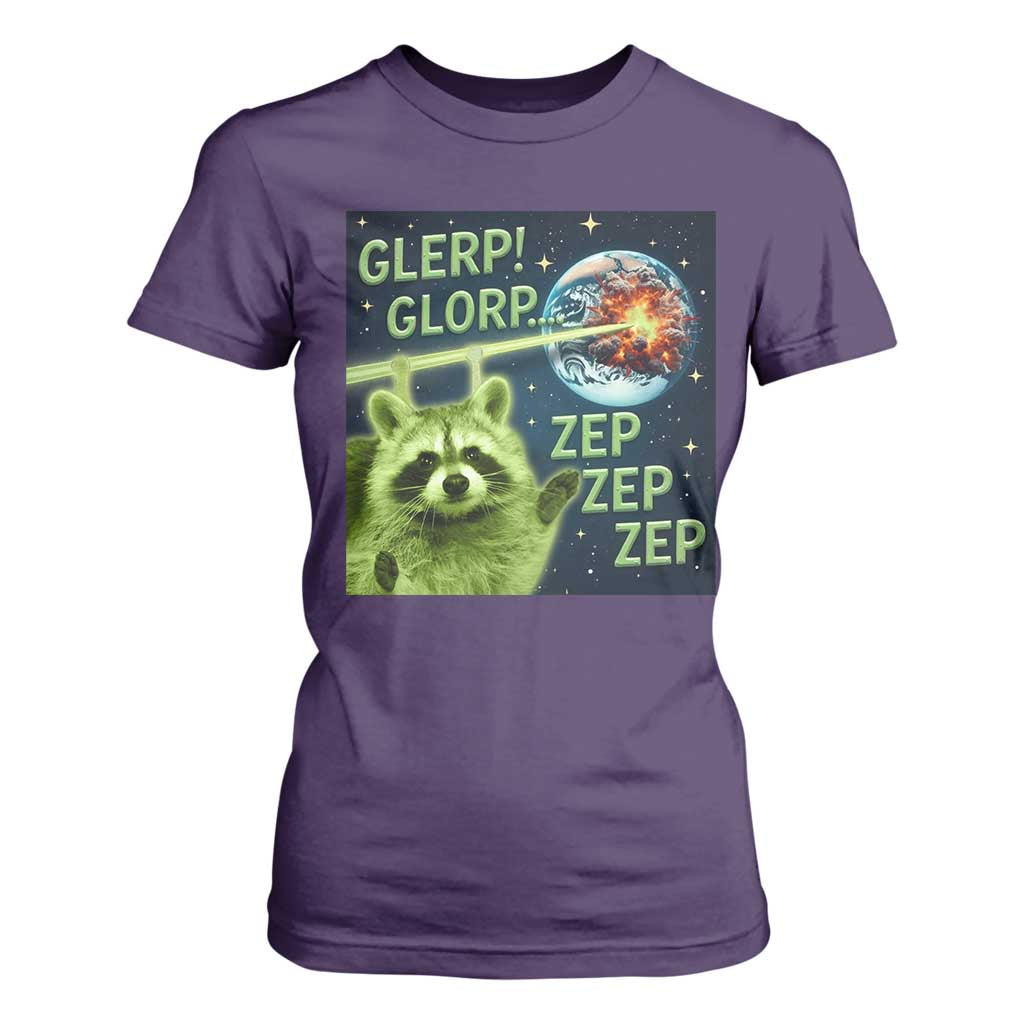 Funny Alien Raccoon Meme T Shirt For Women Glerp Glorp Brainrot Stupid Gift TS10 Purple Print Your Wear