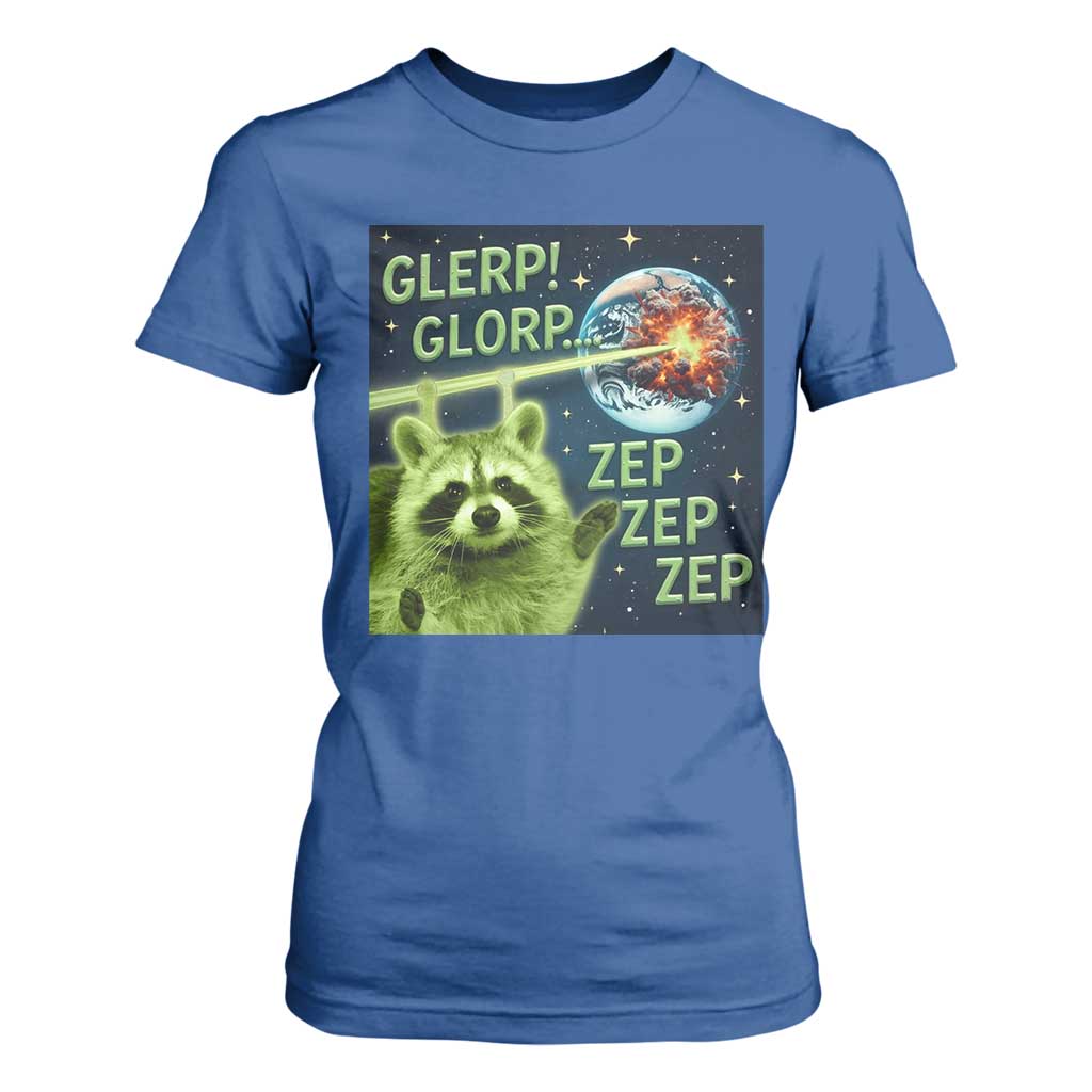 Funny Alien Raccoon Meme T Shirt For Women Glerp Glorp Brainrot Stupid Gift TS10 Royal Blue Print Your Wear
