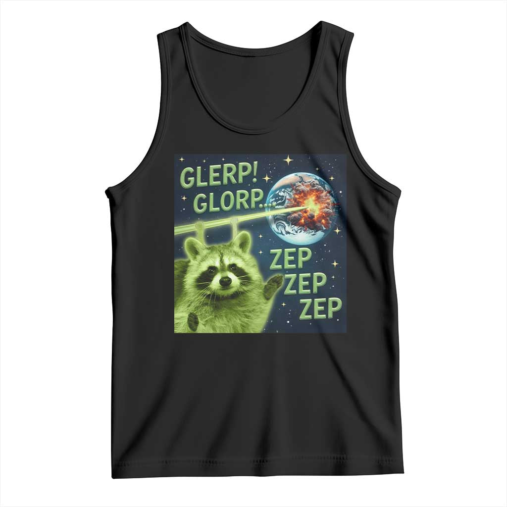 Funny Alien Raccoon Meme Tank Top Glerp Glorp Brainrot Stupid Gift TS10 Black Print Your Wear