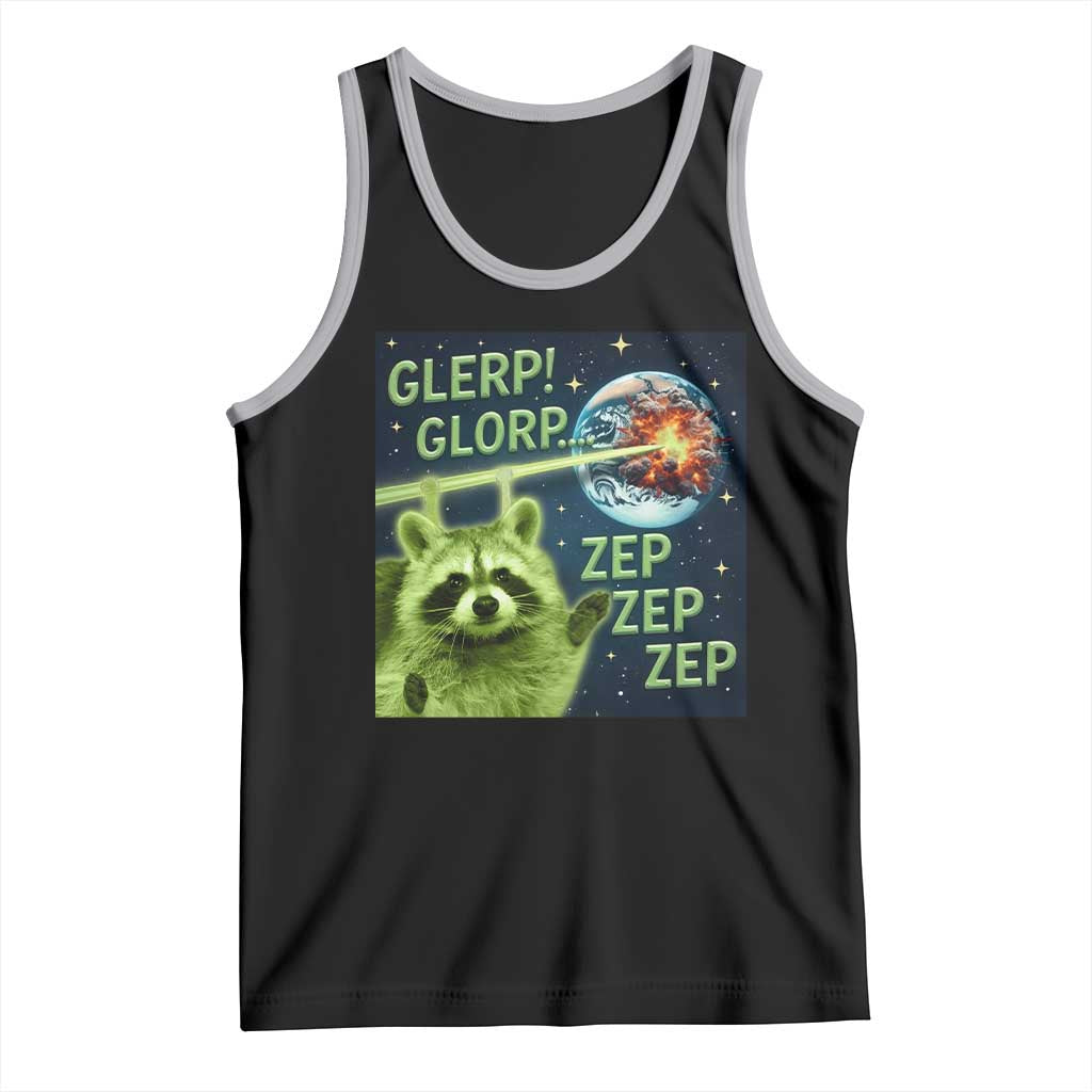 Funny Alien Raccoon Meme Tank Top Glerp Glorp Brainrot Stupid Gift TS10 Black Athletic Heather Print Your Wear