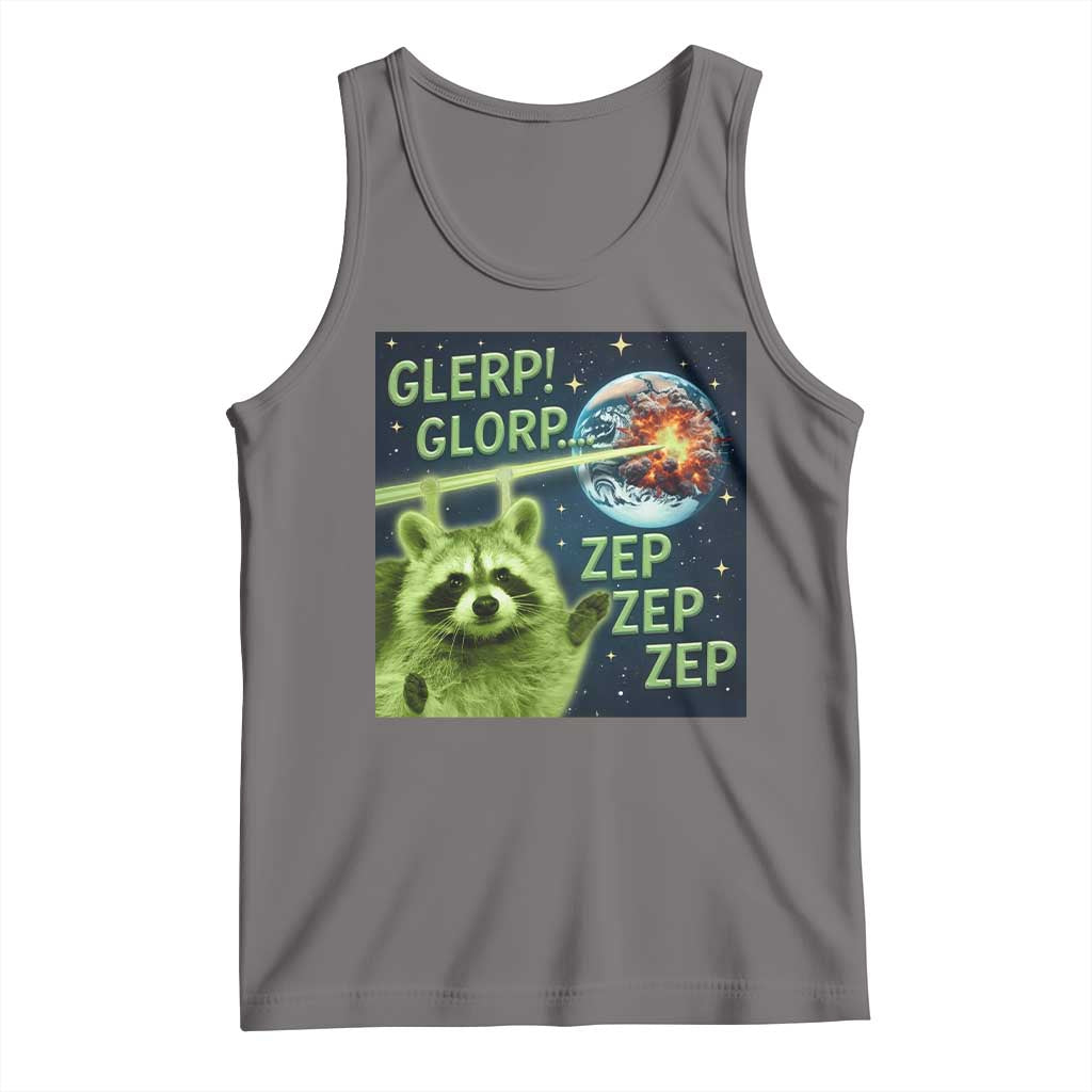 Funny Alien Raccoon Meme Tank Top Glerp Glorp Brainrot Stupid Gift TS10 Deep Heather Print Your Wear