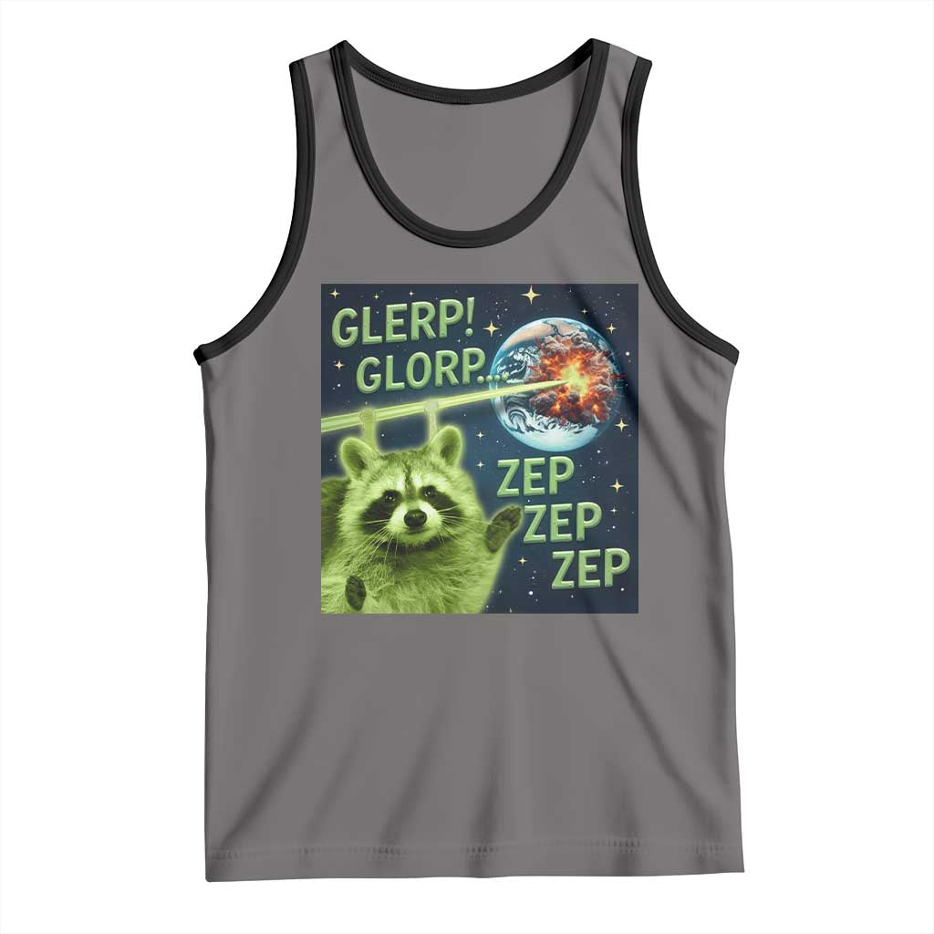 Funny Alien Raccoon Meme Tank Top Glerp Glorp Brainrot Stupid Gift TS10 Deep Heather Black Print Your Wear