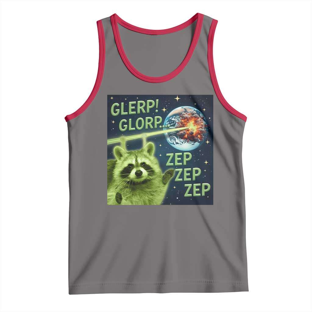 Funny Alien Raccoon Meme Tank Top Glerp Glorp Brainrot Stupid Gift TS10 Deep Heather Red Print Your Wear