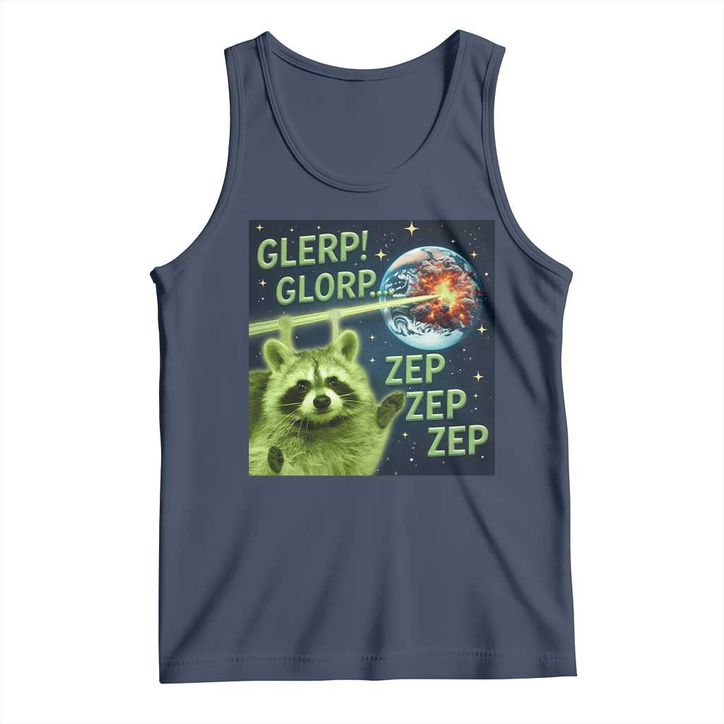Funny Alien Raccoon Meme Tank Top Glerp Glorp Brainrot Stupid Gift TS10 Navy Print Your Wear