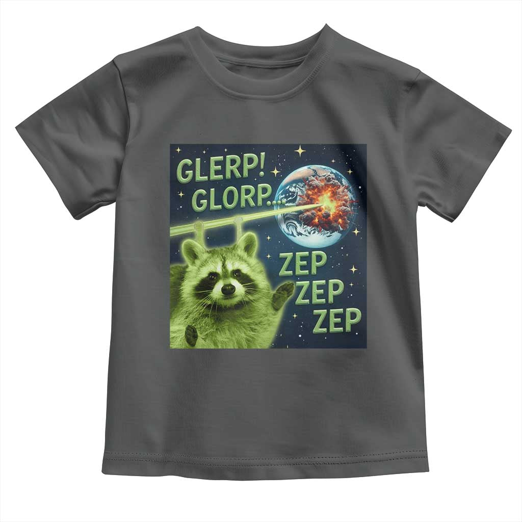 Funny Alien Raccoon Meme Toddler T Shirt Glerp Glorp Brainrot Stupid Gift TS10 Dark Heather Print Your Wear