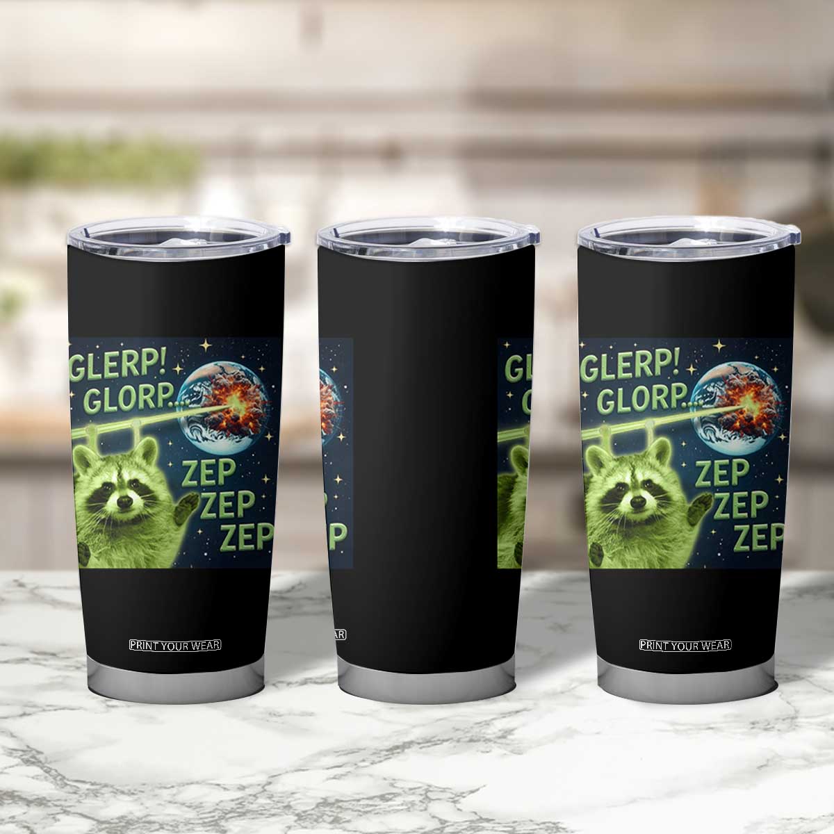 Funny Alien Raccoon Meme Tumbler Cup Glerp Glorp Brainrot Stupid Gift TS10 Print Your Wear