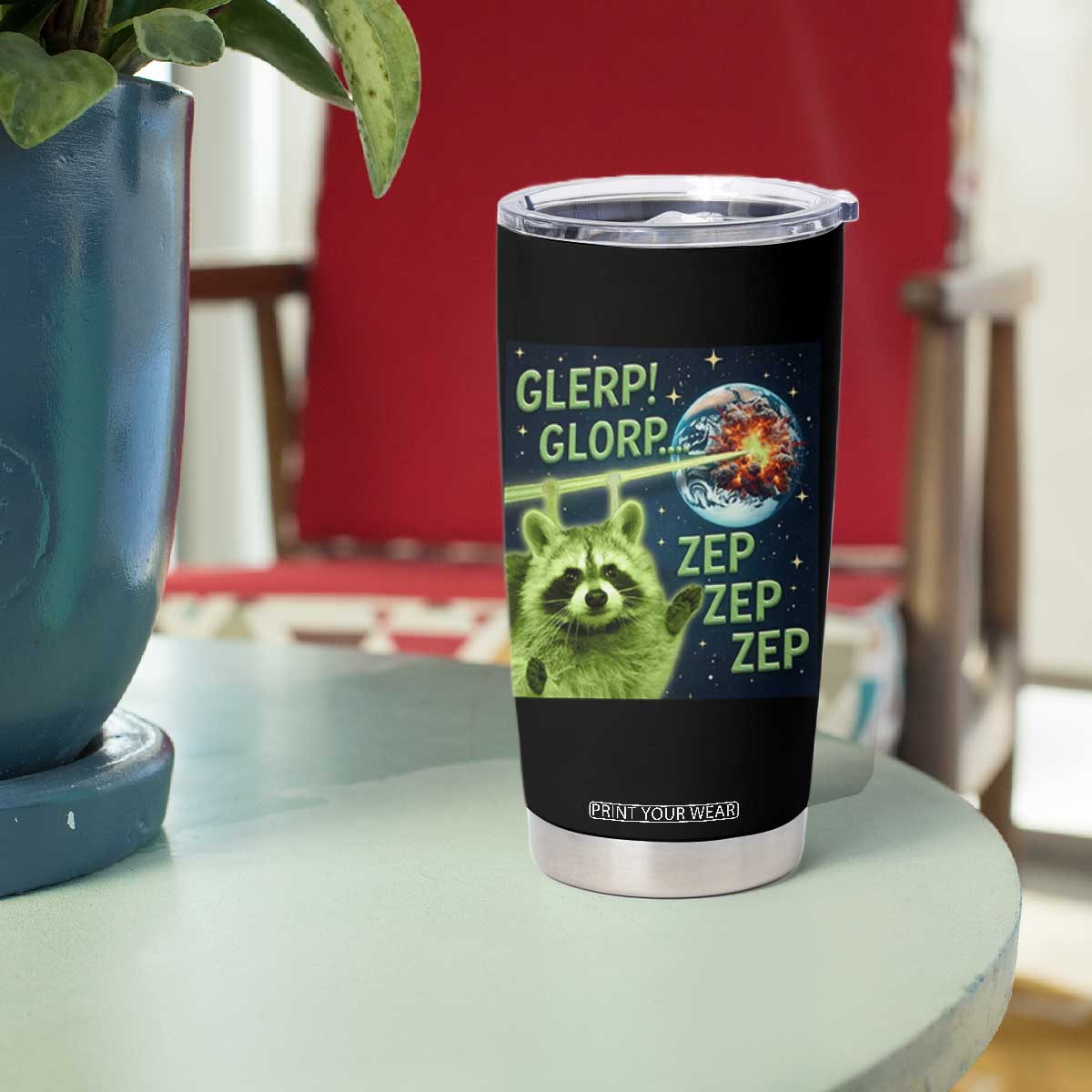 Funny Alien Raccoon Meme Tumbler Cup Glerp Glorp Brainrot Stupid Gift TS10 Print Your Wear