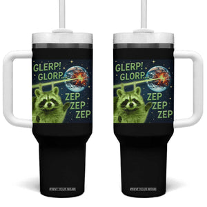 Funny Alien Raccoon Meme Tumbler With Handle Glerp Glorp Brainrot Stupid Gift TS10 One Size: 40 oz Black Print Your Wear