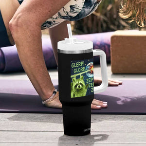 Funny Alien Raccoon Meme Tumbler With Handle Glerp Glorp Brainrot Stupid Gift TS10 Print Your Wear