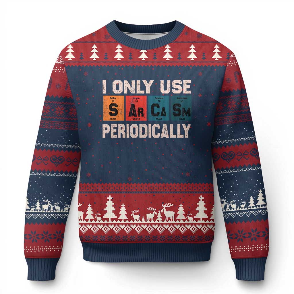 Sarcasm Periodic Table Ugly Christmas Sweater Element Weird Science Joke Gift TS10 Navy Red Print Your Wear