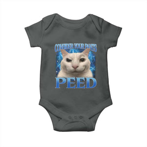 Meme Cat Baby Onesie Funny Weird Humor Consider Your Pants Peed TS10 Dark Heather Print Your Wear