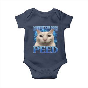 Meme Cat Baby Onesie Funny Weird Humor Consider Your Pants Peed TS10 Navy Print Your Wear