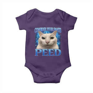Meme Cat Baby Onesie Funny Weird Humor Consider Your Pants Peed TS10 Purple Print Your Wear