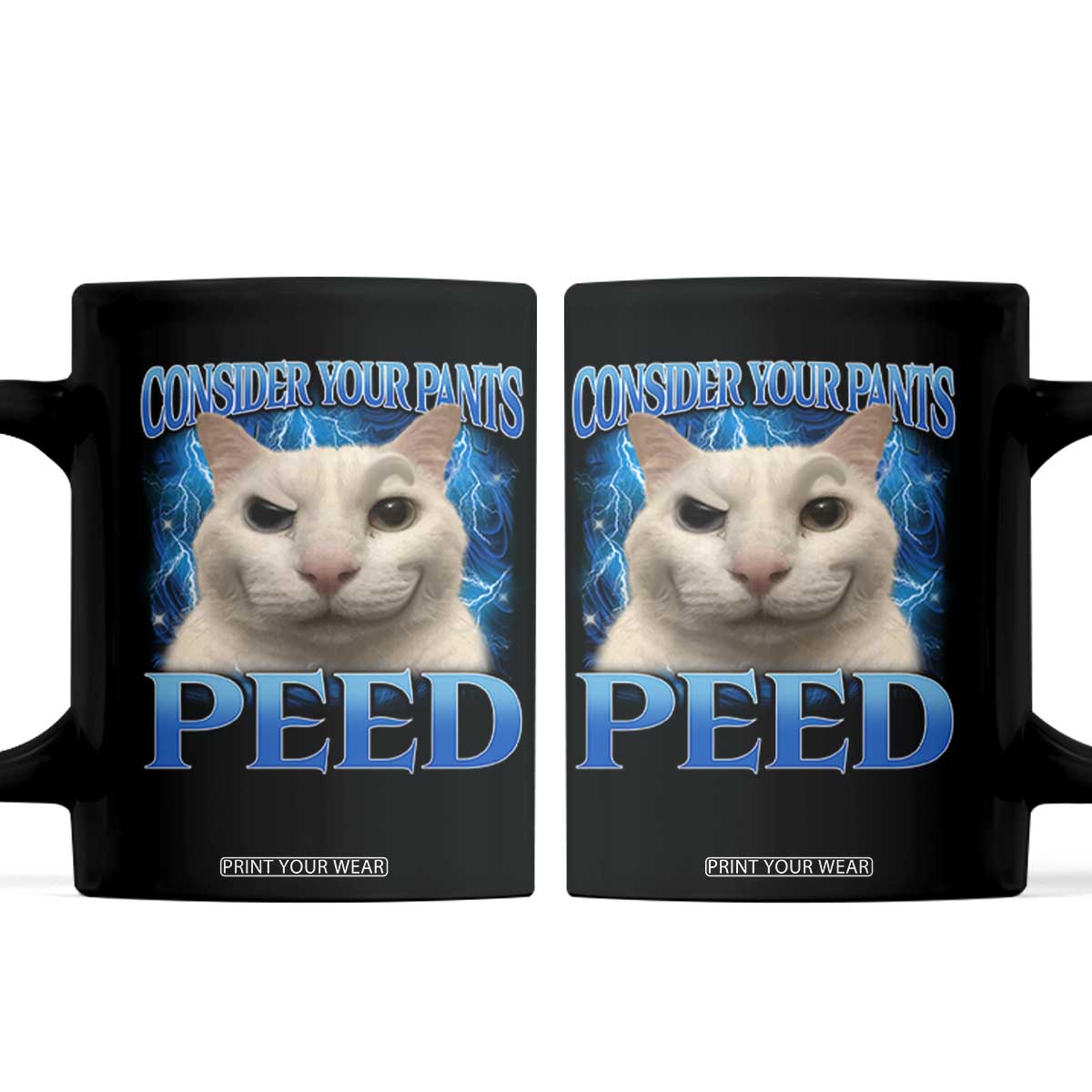 Meme Cat Coffee Mug Funny Weird Humor Consider Your Pants Peed TS10 Black Print Your Wear