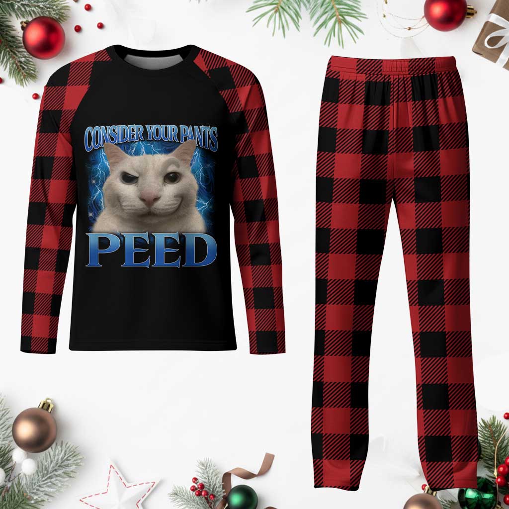 Meme Cat Plaid Pajama Set Funny Weird Humor Consider Your Pants Peed TS10 Buffalo Plaid Print Your Wear