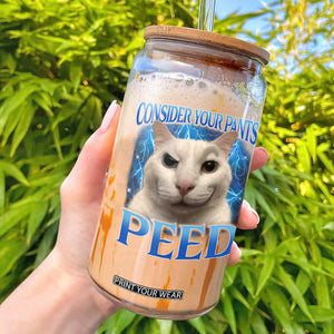 Meme Cat Glass Can Funny Weird Humor Consider Your Pants Peed TS10 Black Print Your Wear