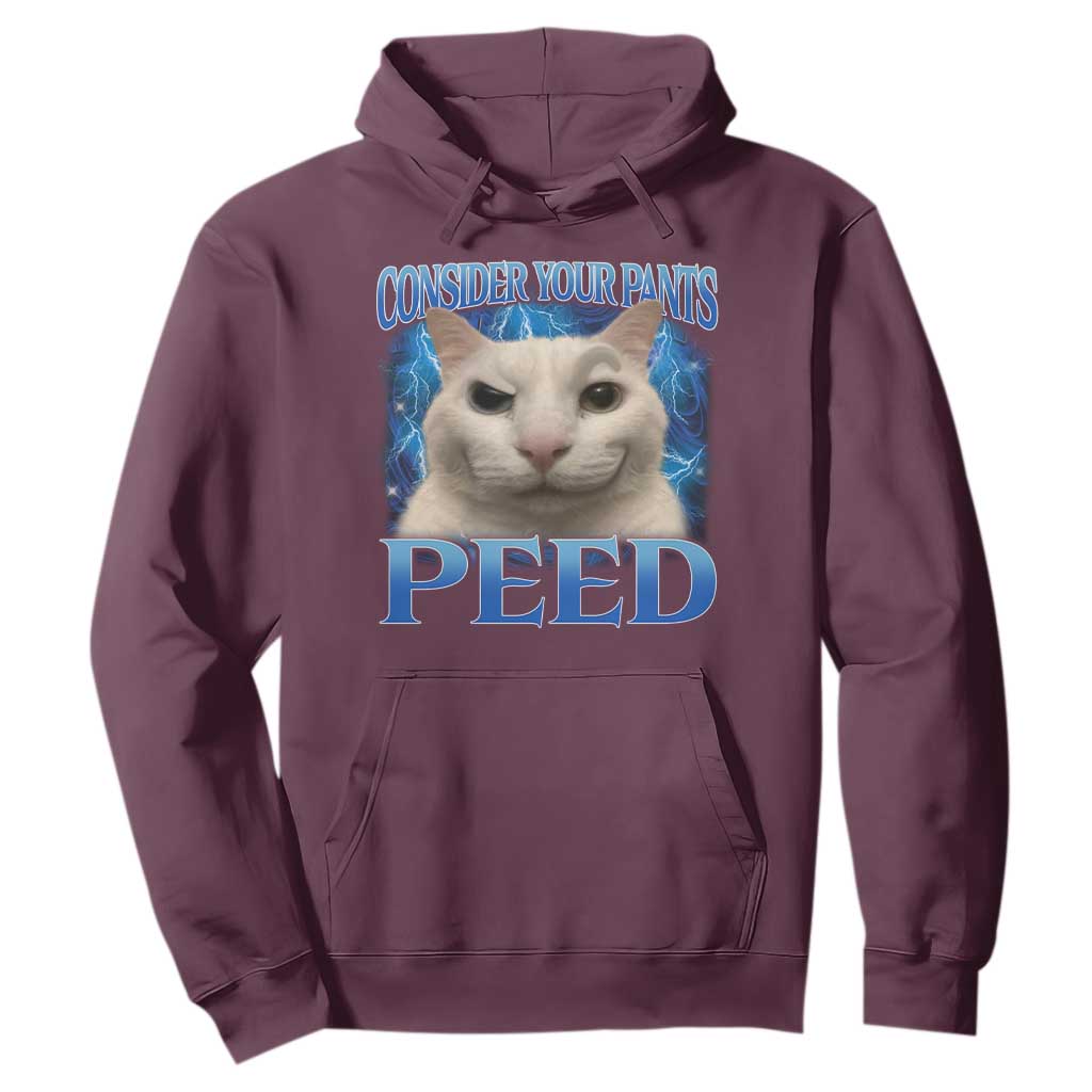 Meme Cat Hoodie Funny Weird Humor Consider Your Pants Peed TS10 Maroon Print Your Wear