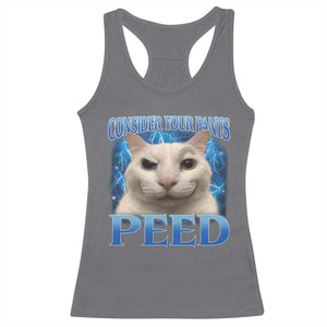 Meme Cat Racerback Tank Top Funny Weird Humor Consider Your Pants Peed TS10 Charcoal Print Your Wear