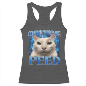 Meme Cat Racerback Tank Top Funny Weird Humor Consider Your Pants Peed TS10 Dark Heather Print Your Wear