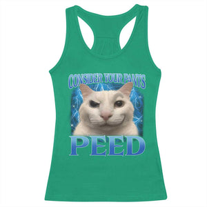Meme Cat Racerback Tank Top Funny Weird Humor Consider Your Pants Peed TS10 Irish Green Print Your Wear