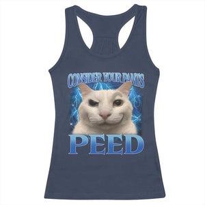 Meme Cat Racerback Tank Top Funny Weird Humor Consider Your Pants Peed TS10 Navy Print Your Wear