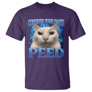 Meme Cat T Shirt Funny Weird Humor Consider Your Pants Peed TS10 Purple Print Your Wear
