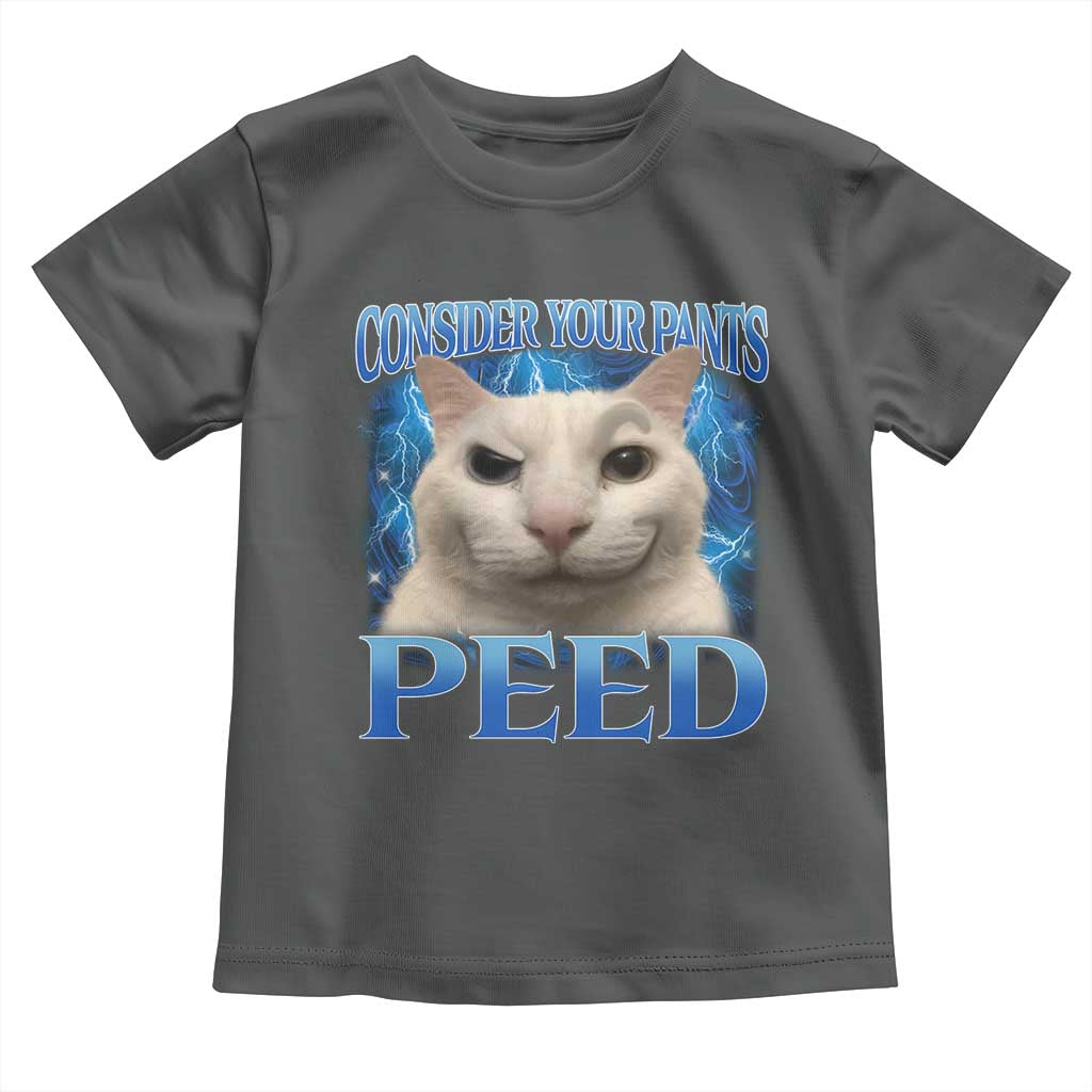 Meme Cat Toddler T Shirt Funny Weird Humor Consider Your Pants Peed TS10 Dark Heather Print Your Wear
