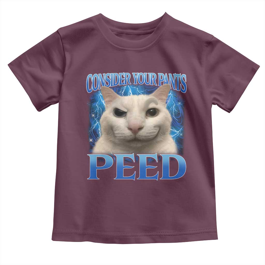 Meme Cat Toddler T Shirt Funny Weird Humor Consider Your Pants Peed TS10 Maroon Print Your Wear