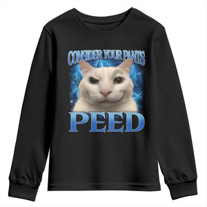 Meme Cat Youth Sweatshirt Funny Weird Humor Consider Your Pants Peed TS10 Black Print Your Wear