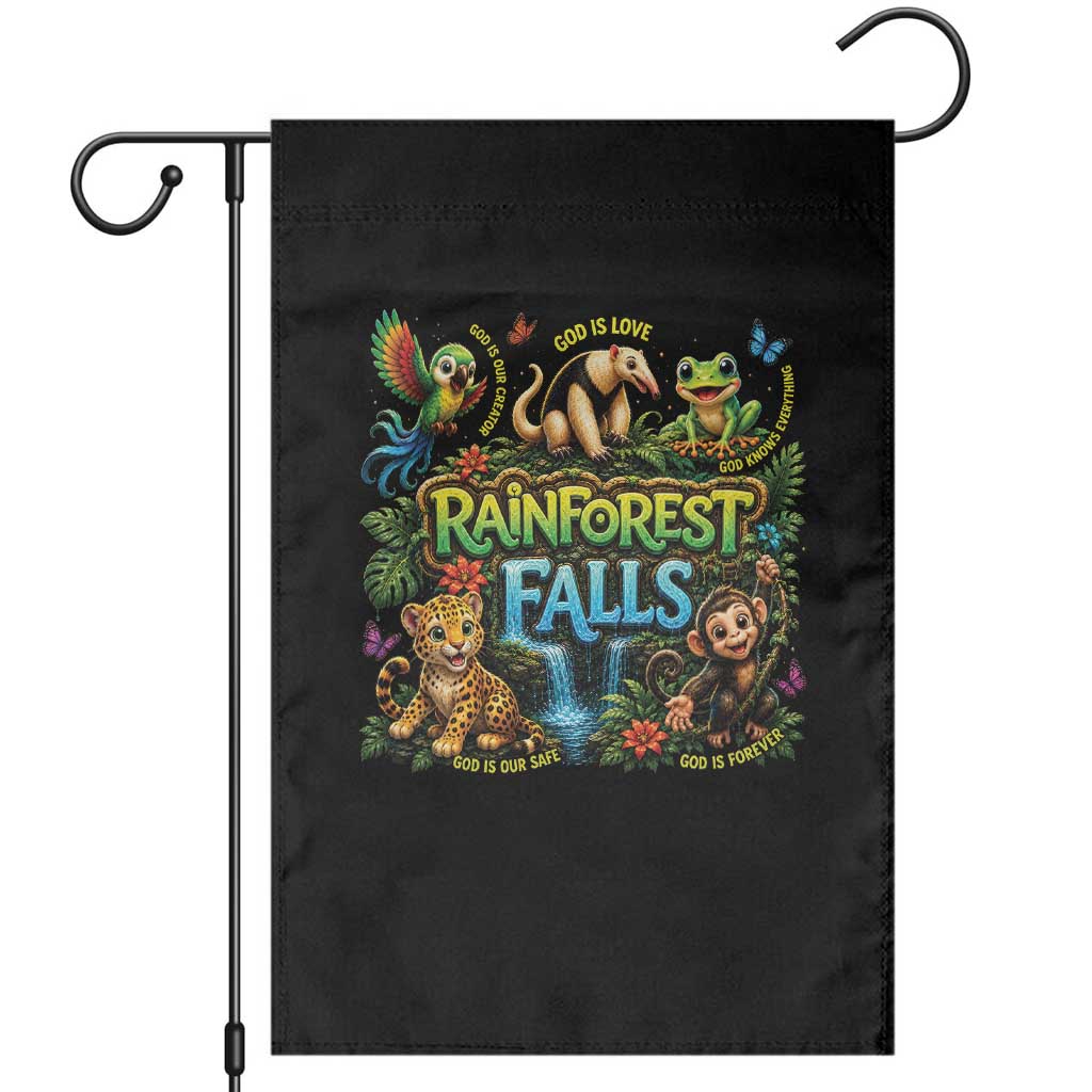 VBS 2026 Garden Flag Rainforest Falls Exploring The Nature of God VBS 2026 TS10 Black Print Your Wear