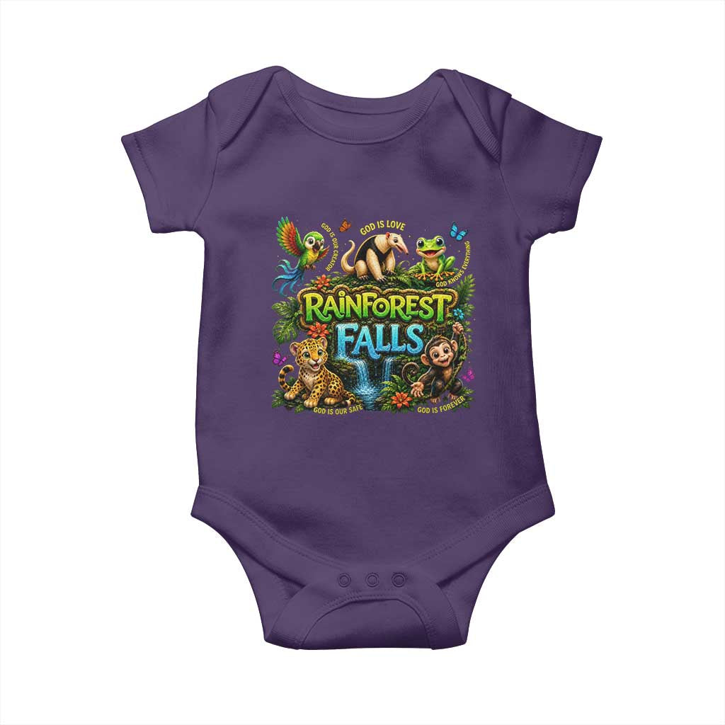 VBS 2026 Baby Onesie Rainforest Falls Exploring The Nature of God VBS 2026 TS10 Purple Print Your Wear