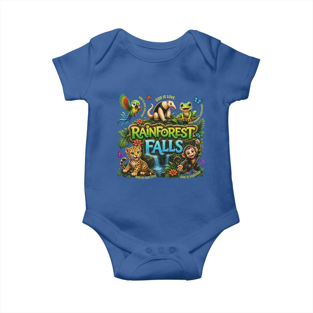 VBS 2026 Baby Onesie Rainforest Falls Exploring The Nature of God VBS 2026 TS10 Royal Blue Print Your Wear