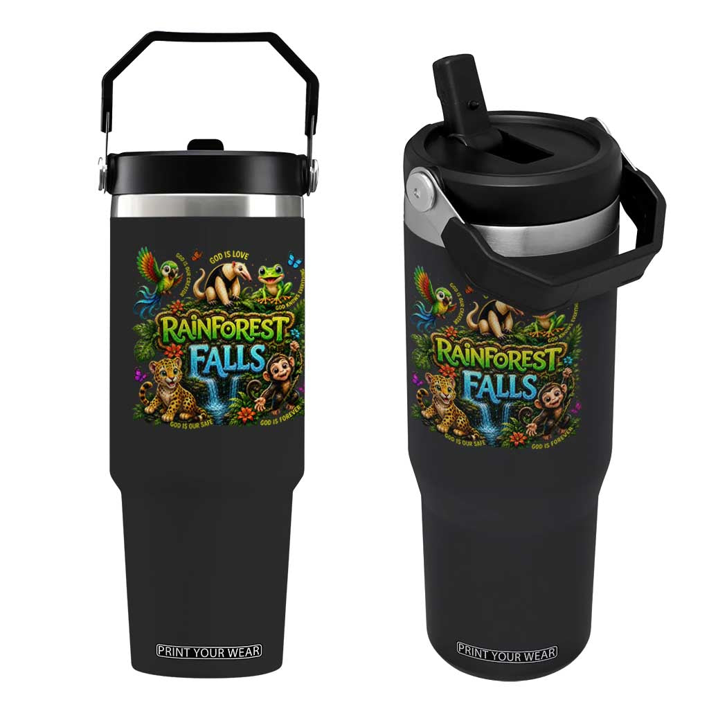 VBS 2026 Flip Straw Tumbler Rainforest Falls Exploring The Nature of God VBS 2026 TS10 One Size: 30 oz Black Print Your Wear