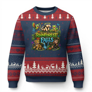 VBS 2026 Ugly Christmas Sweater Rainforest Falls Exploring The Nature of God VBS 2026 TS10 Navy Red Print Your Wear