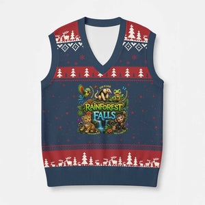 VBS 2026 V-Neck Knit Sweater Vest Rainforest Falls Exploring The Nature of God VBS 2026 TS10 Navy Red Print Your Wear