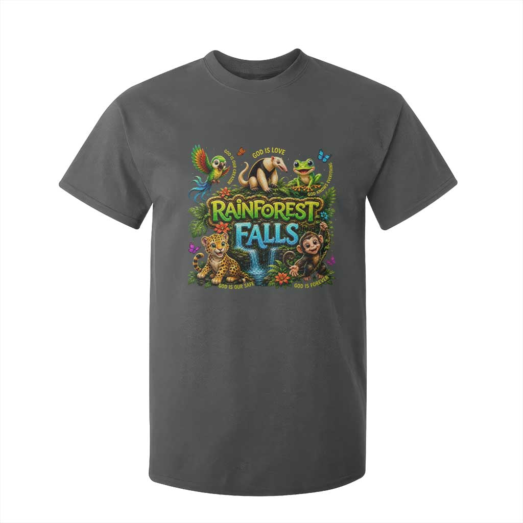 VBS 2026 T Shirt For Kid Rainforest Falls Exploring The Nature of God VBS 2026 TS10 Dark Heather Print Your Wear