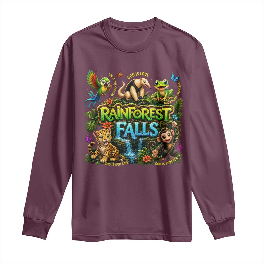 VBS 2026 Long Sleeve Shirt Rainforest Falls Exploring The Nature of God VBS 2026 TS10 Maroon Print Your Wear