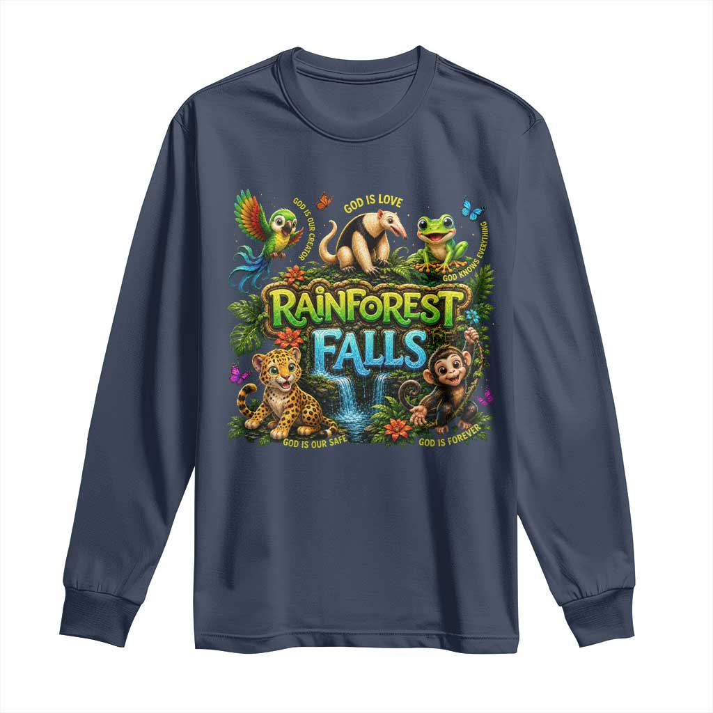 VBS 2026 Long Sleeve Shirt Rainforest Falls Exploring The Nature of God VBS 2026 TS10 Navy Print Your Wear