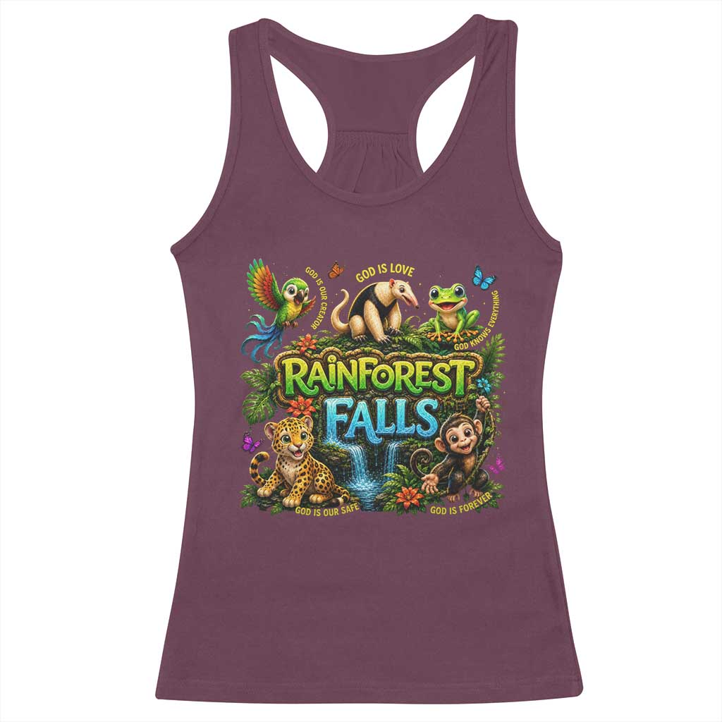 VBS 2026 Racerback Tank Top Rainforest Falls Exploring The Nature of God VBS 2026 TS10 Maroon Print Your Wear
