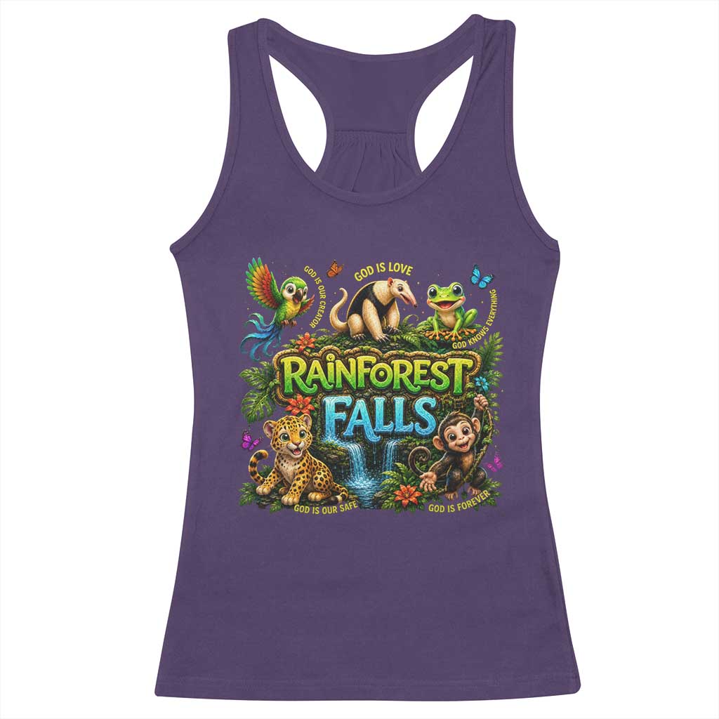 VBS 2026 Racerback Tank Top Rainforest Falls Exploring The Nature of God VBS 2026 TS10 Purple Print Your Wear