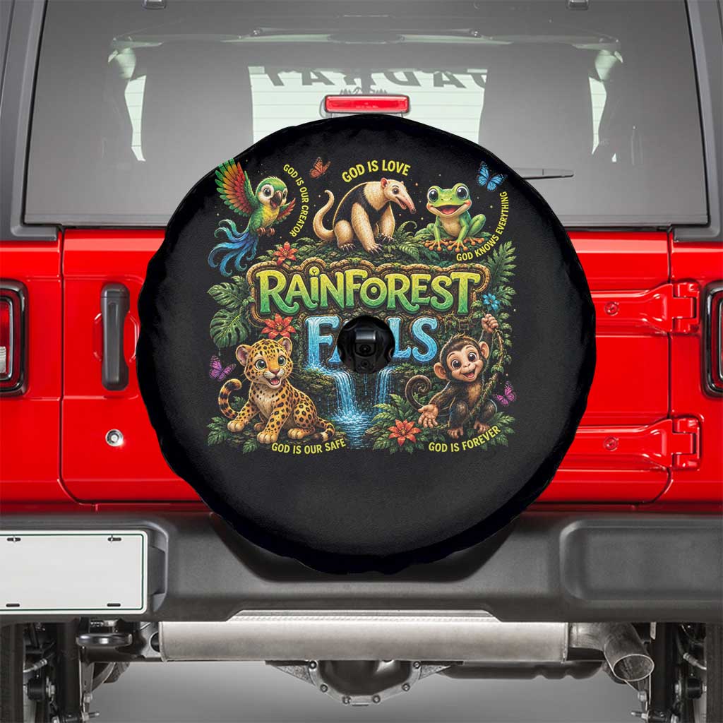 VBS 2026 Spare Tire Cover Rainforest Falls Exploring The Nature of God VBS 2026 TS10 Black Print Your Wear