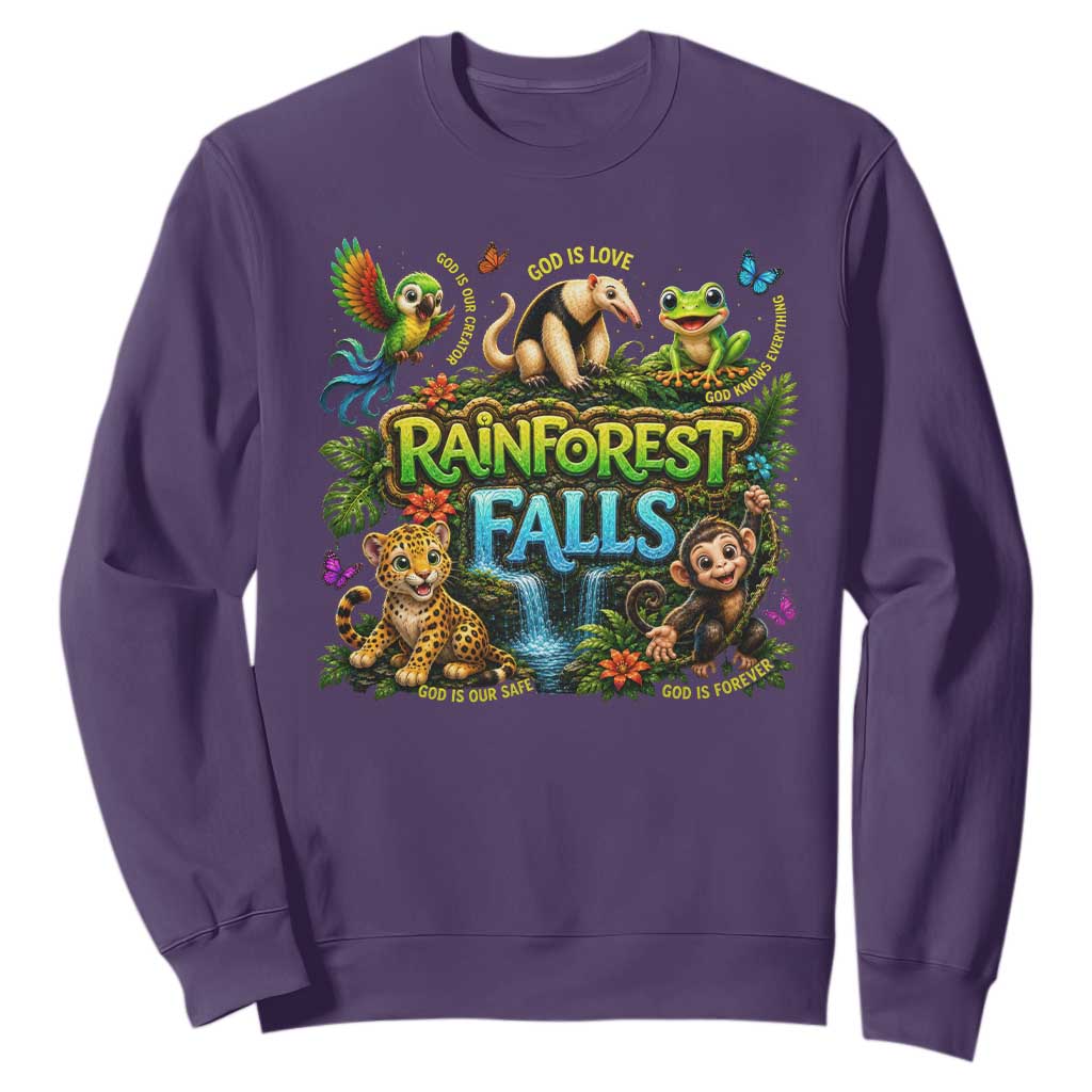 VBS 2026 Sweatshirt Rainforest Falls Exploring The Nature of God VBS 2026 TS10 Purple Print Your Wear