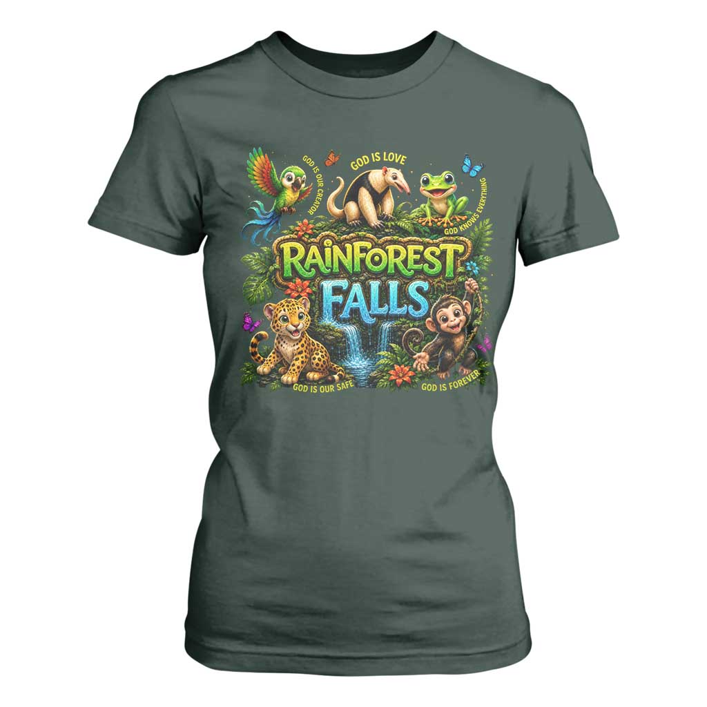 VBS 2026 T Shirt For Women Rainforest Falls Exploring The Nature of God VBS 2026 TS10 Dark Forest Green Print Your Wear