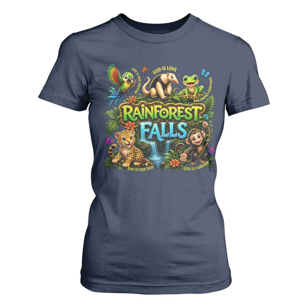 VBS 2026 T Shirt For Women Rainforest Falls Exploring The Nature of God VBS 2026 TS10 Navy Print Your Wear
